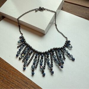 Elegant Blue and Black Beaded Necklace